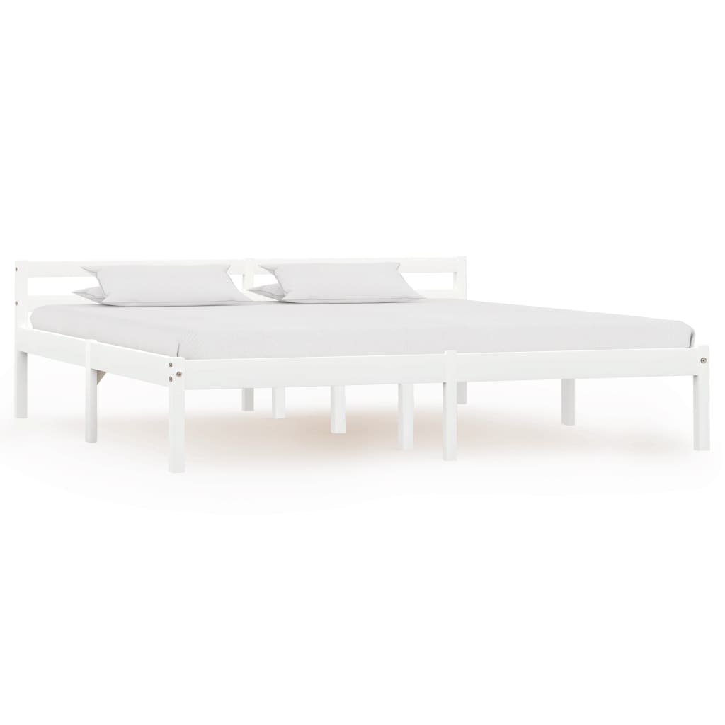 Bed Frame without Mattress White Solid Pine Wood 160x200 cm