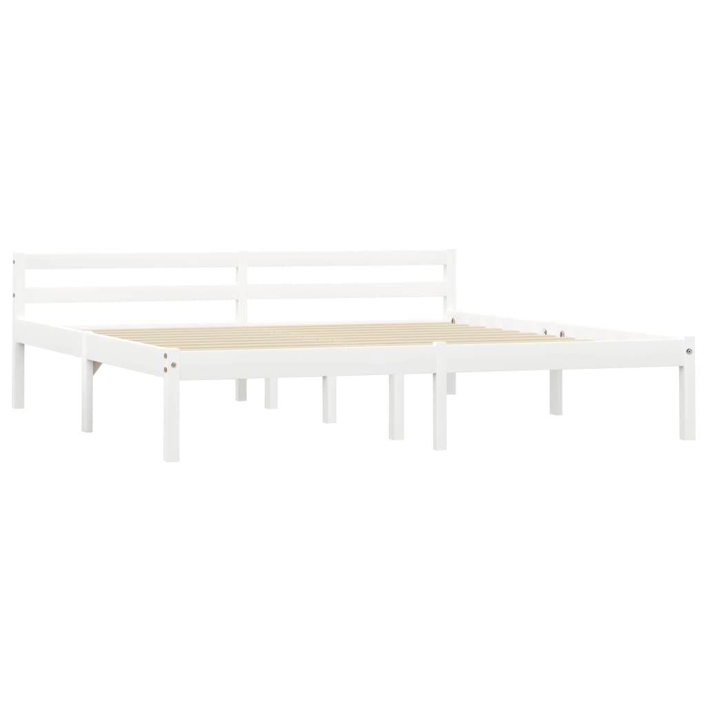 Bed Frame without Mattress White Solid Pine Wood 160x200 cm