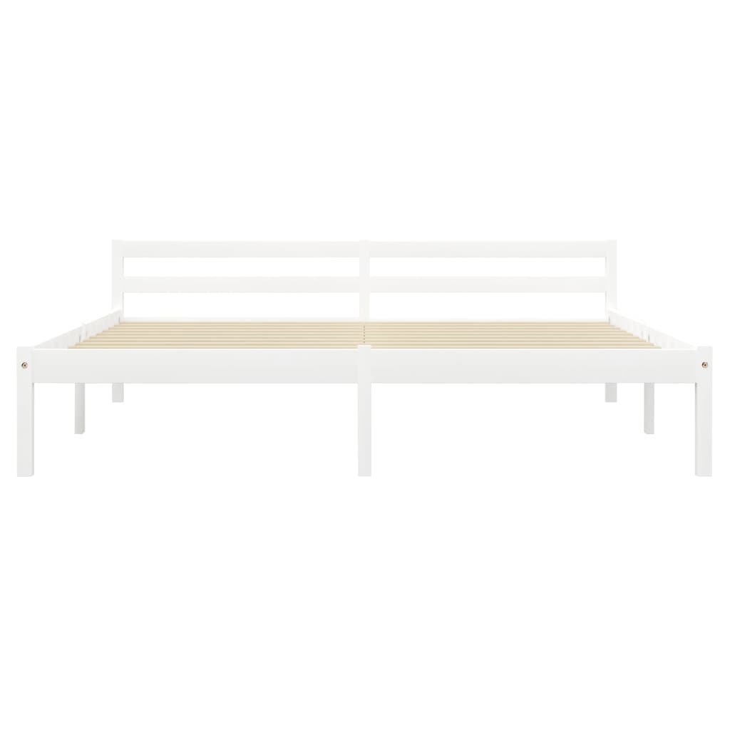 Bed Frame without Mattress White Solid Pine Wood 160x200 cm