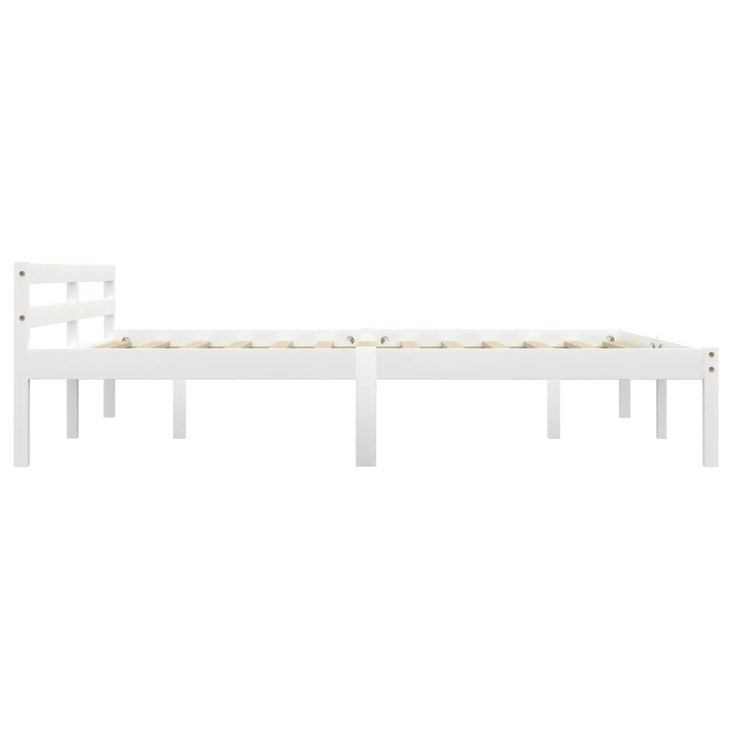 Bed Frame without Mattress White Solid Pine Wood 180x200 cm Super King