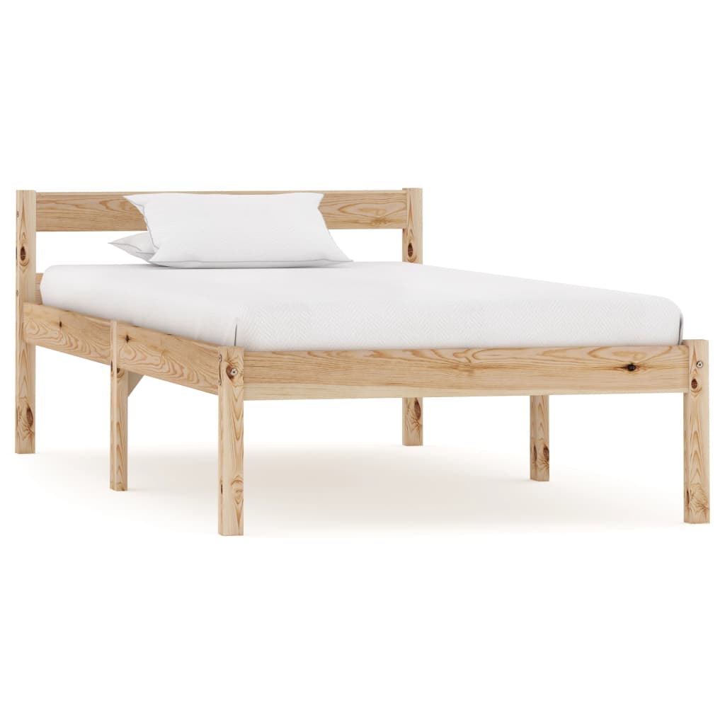 Bed Frame without Mattress Solid Pine Wood 100x200 cm