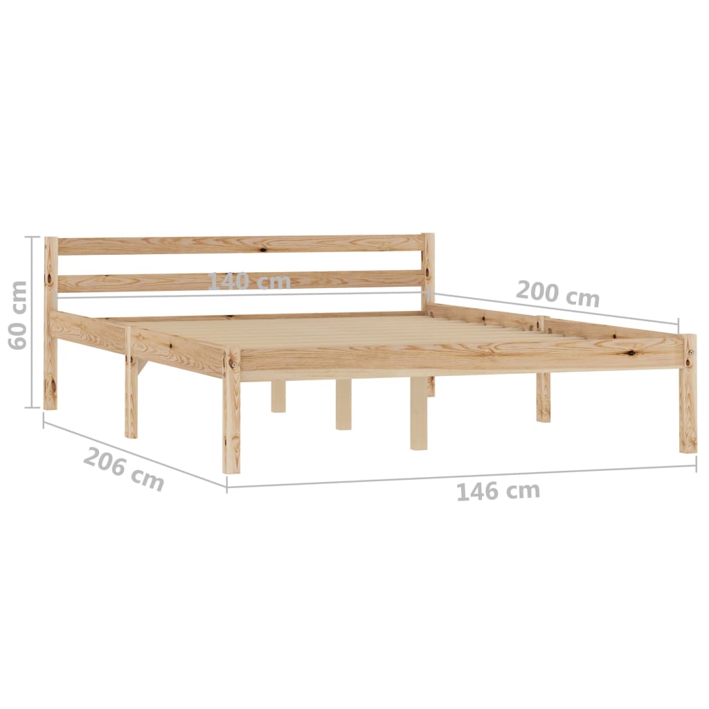Bed Frame without Mattress Solid Pine Wood 140x200 cm