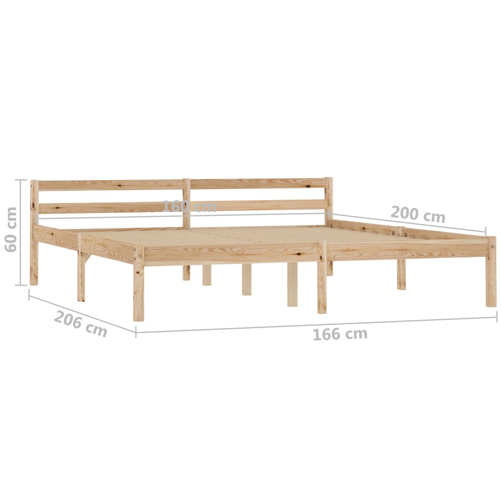 Bed Frame without Mattress Solid Pine Wood 160x200 cm