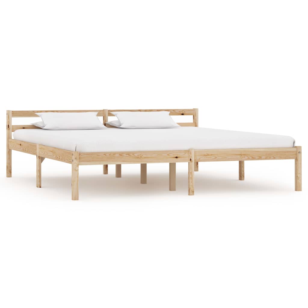 Bed Frame without Mattress Solid Pine Wood 180x200 cm Super King