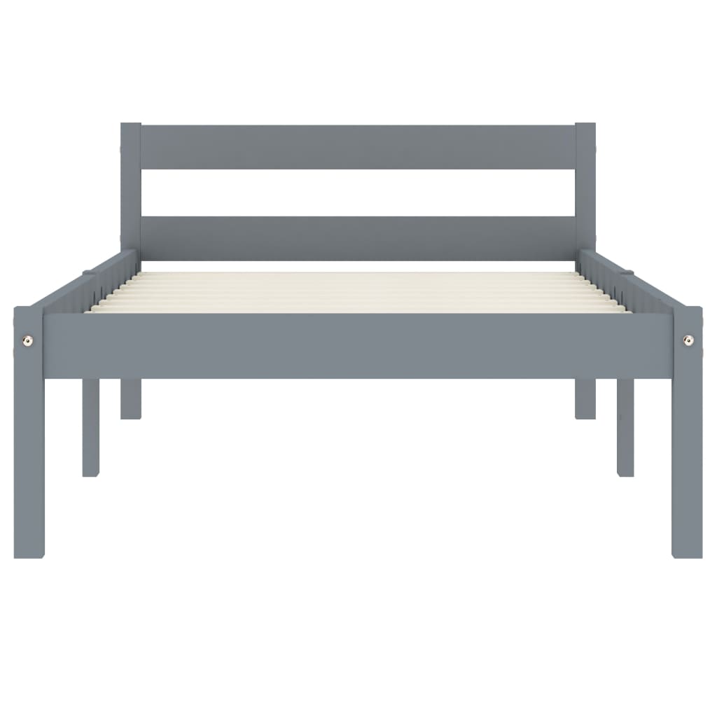 Bed Frame without Mattress Grey Solid Pine Wood 90x200 cm