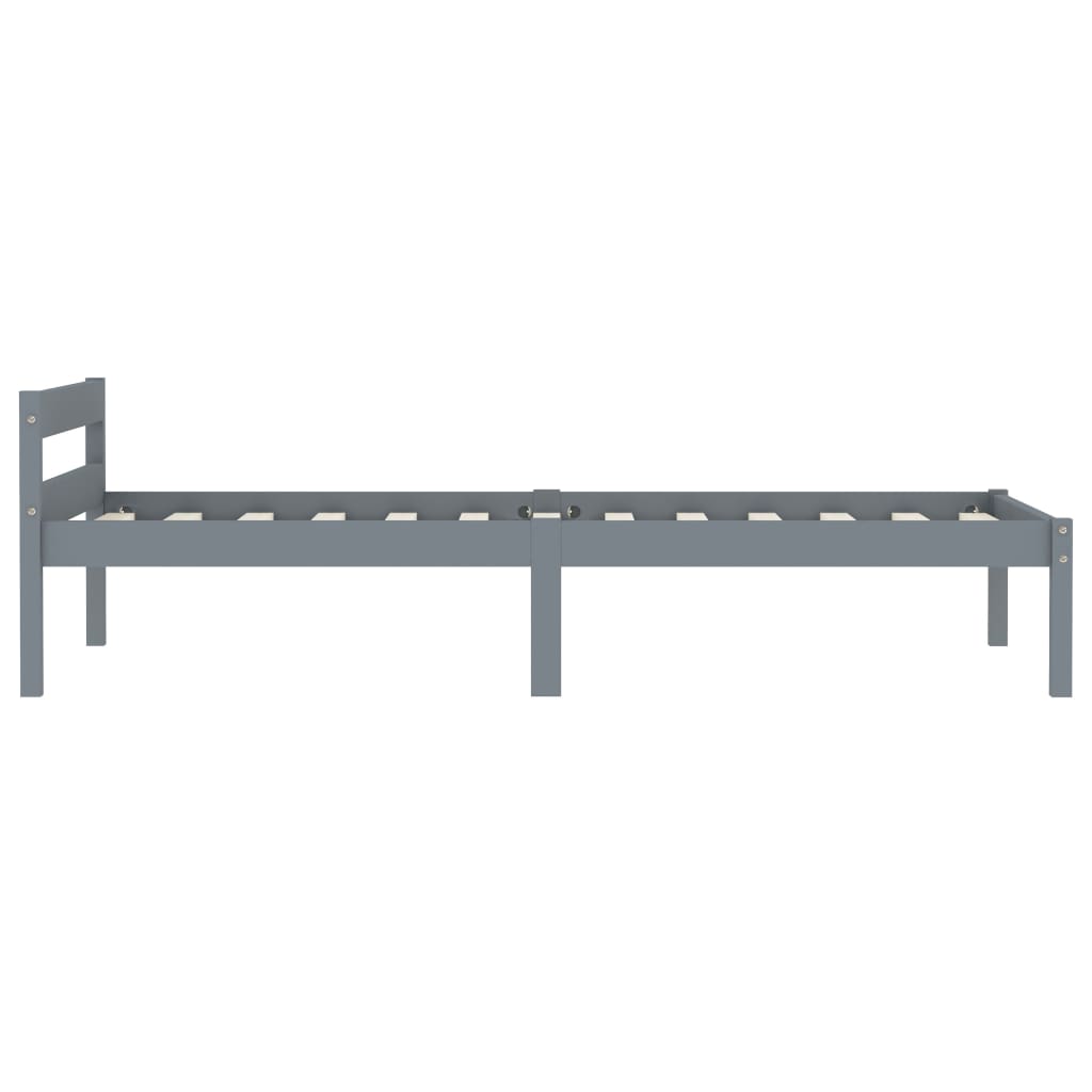 Bed Frame without Mattress Grey Solid Pine Wood 90x200 cm