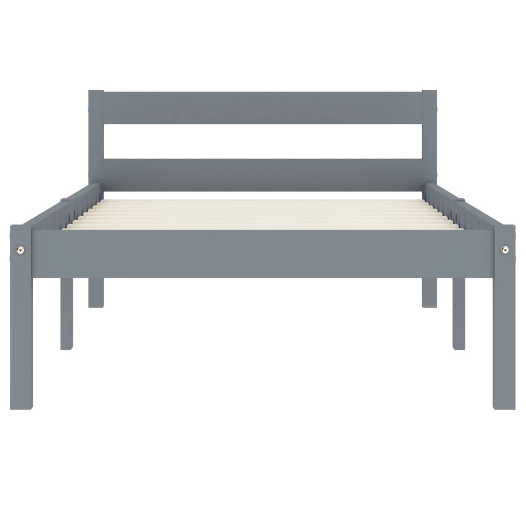 Bed Frame without Mattress Grey Solid Pine Wood 100x200 cm