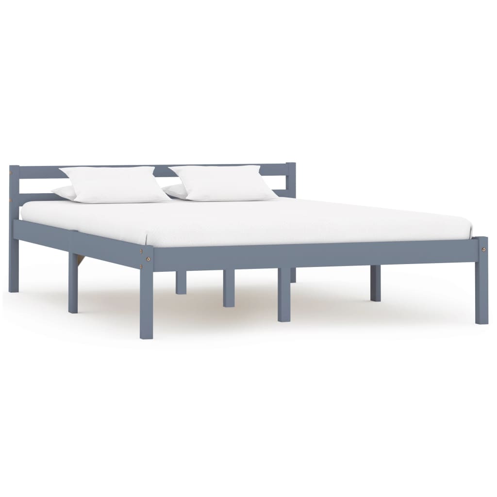 Bed Frame without Mattress Grey Solid Pine Wood 120x200 cm