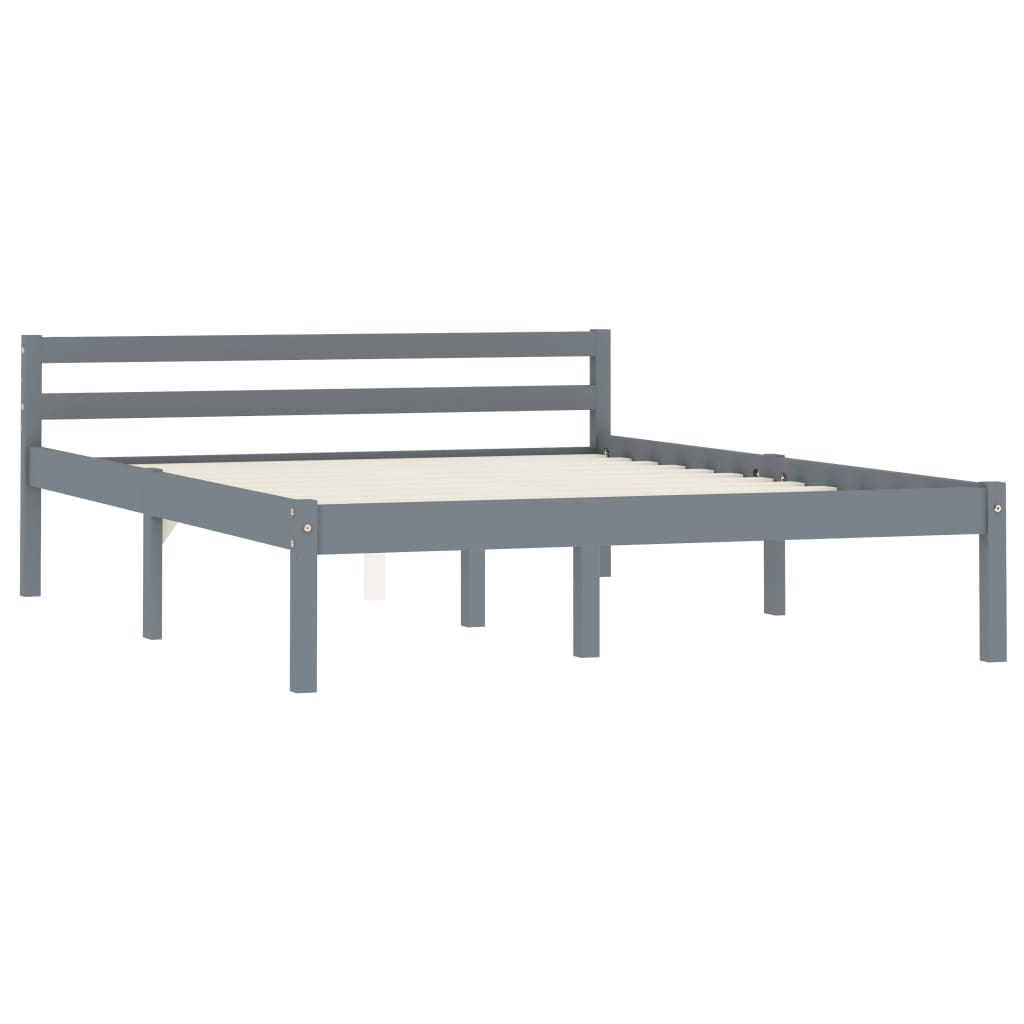 Bed Frame without Mattress Grey Solid Pine Wood 120x200 cm