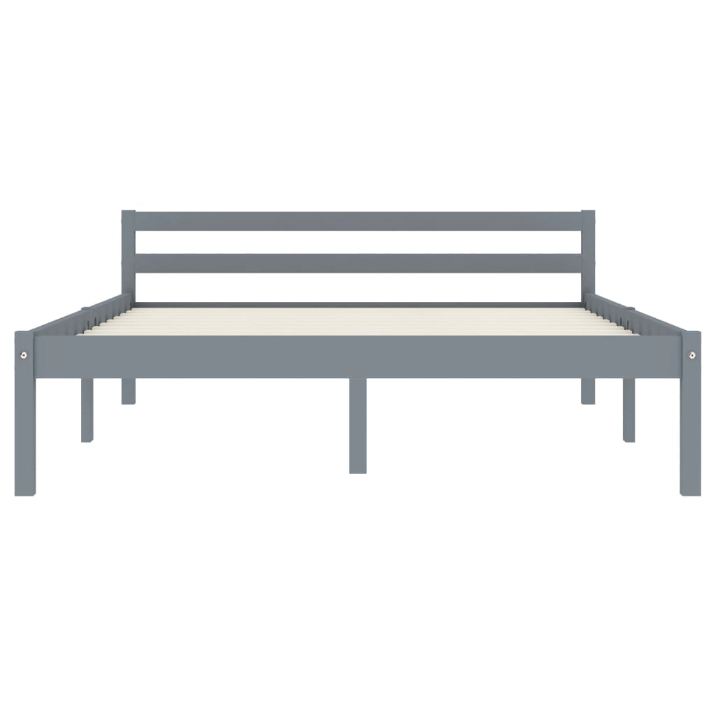 Bed Frame without Mattress Grey Solid Pine Wood 120x200 cm