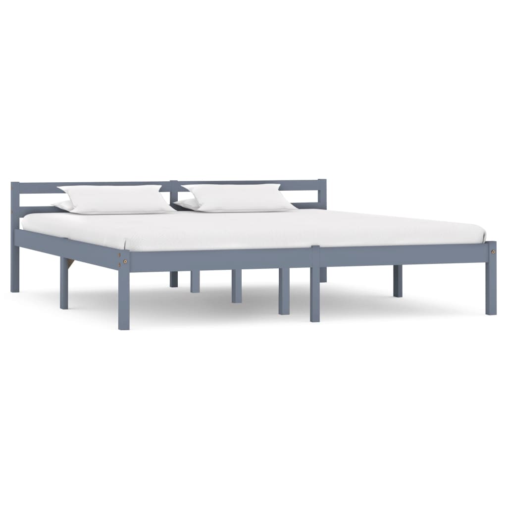 Bed Frame without Mattress Grey Solid Pine Wood 160x200 cm