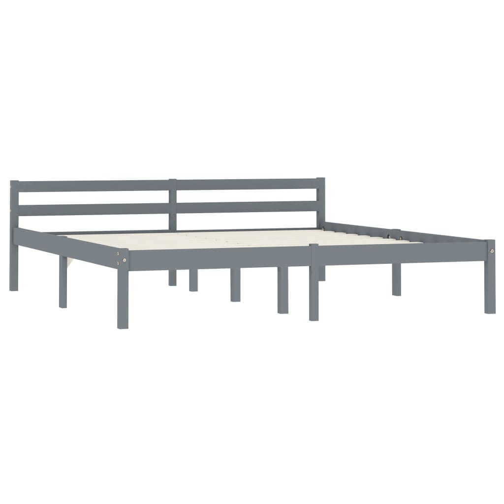 Bed Frame without Mattress Grey Solid Pine Wood 160x200 cm