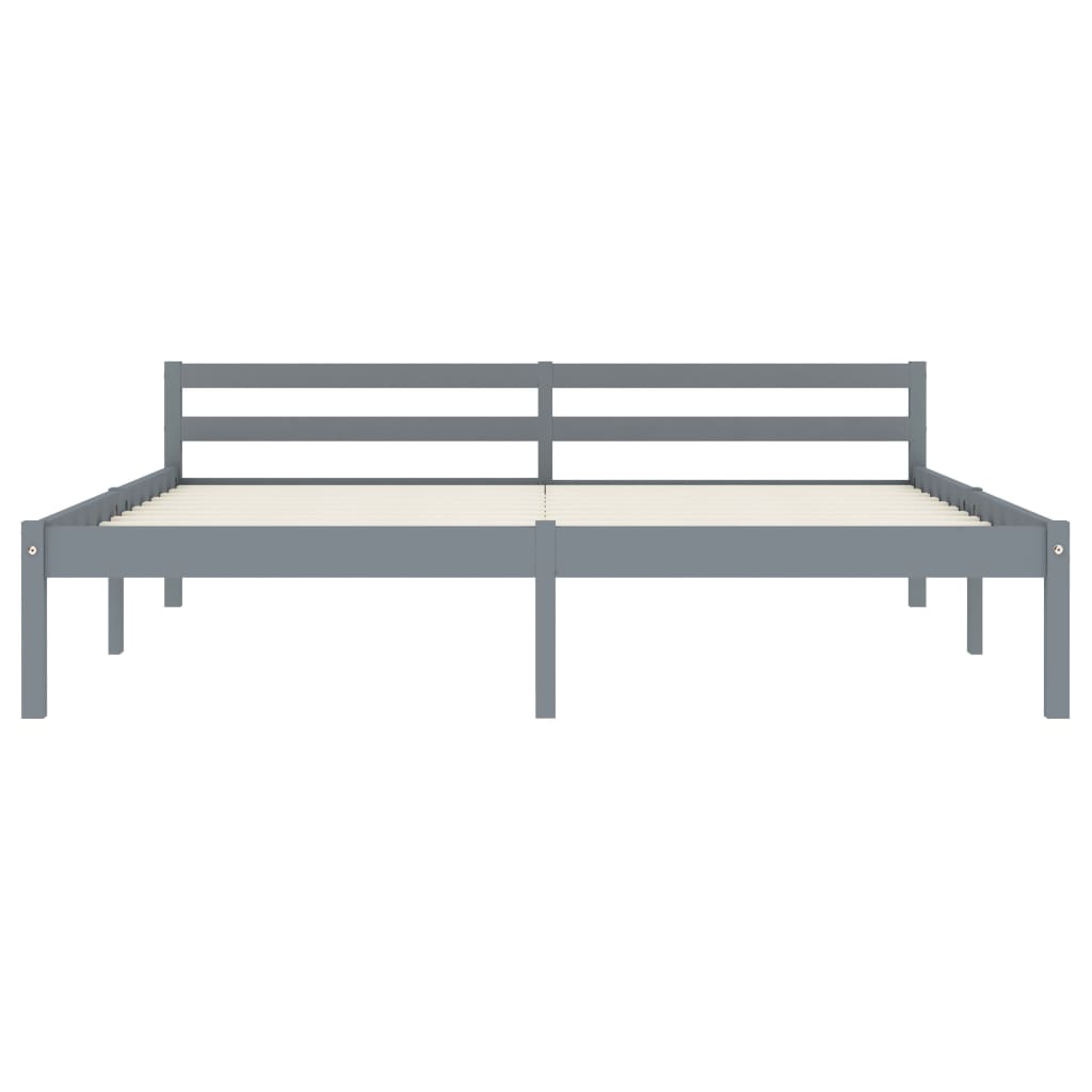 Bed Frame without Mattress Grey Solid Pine Wood 160x200 cm