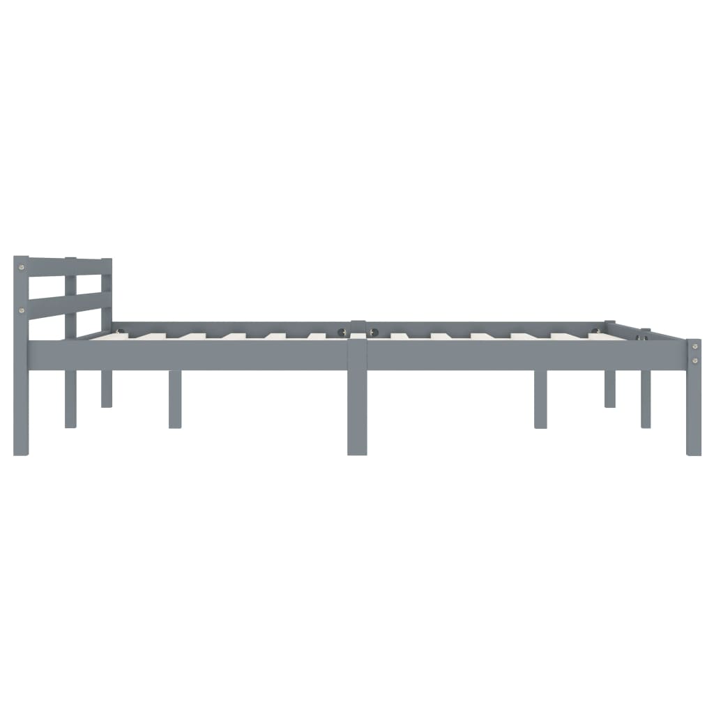 Bed Frame without Mattress Grey Solid Pine Wood 160x200 cm