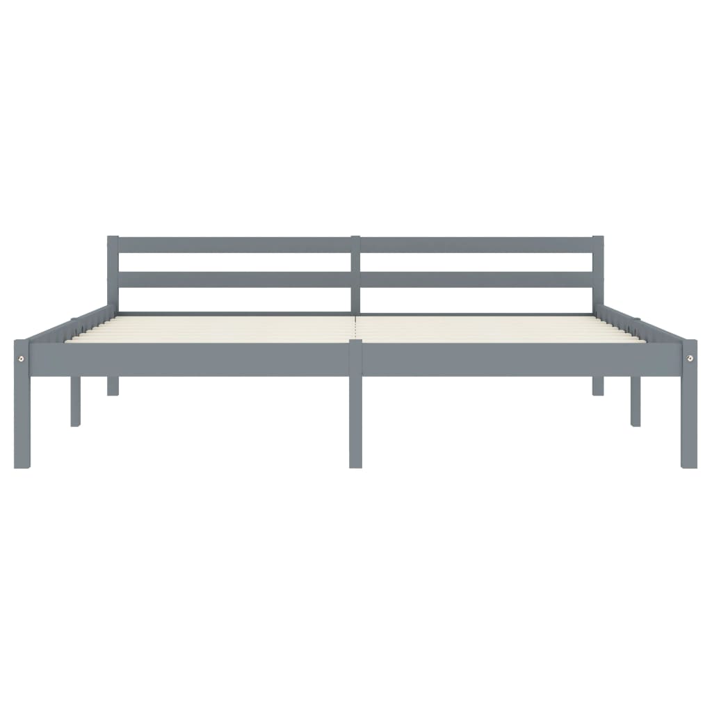 Bed Frame without Mattress Grey Solid Pine Wood 180x200 cm Super King