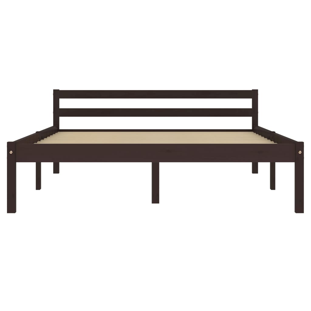Bed Frame without Mattress Dark Brown Solid Pine Wood 120x200 cm
