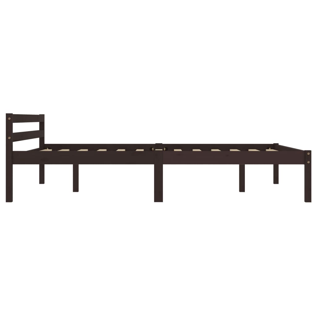 Bed Frame without Mattress Dark Brown Solid Pine Wood 120x200 cm