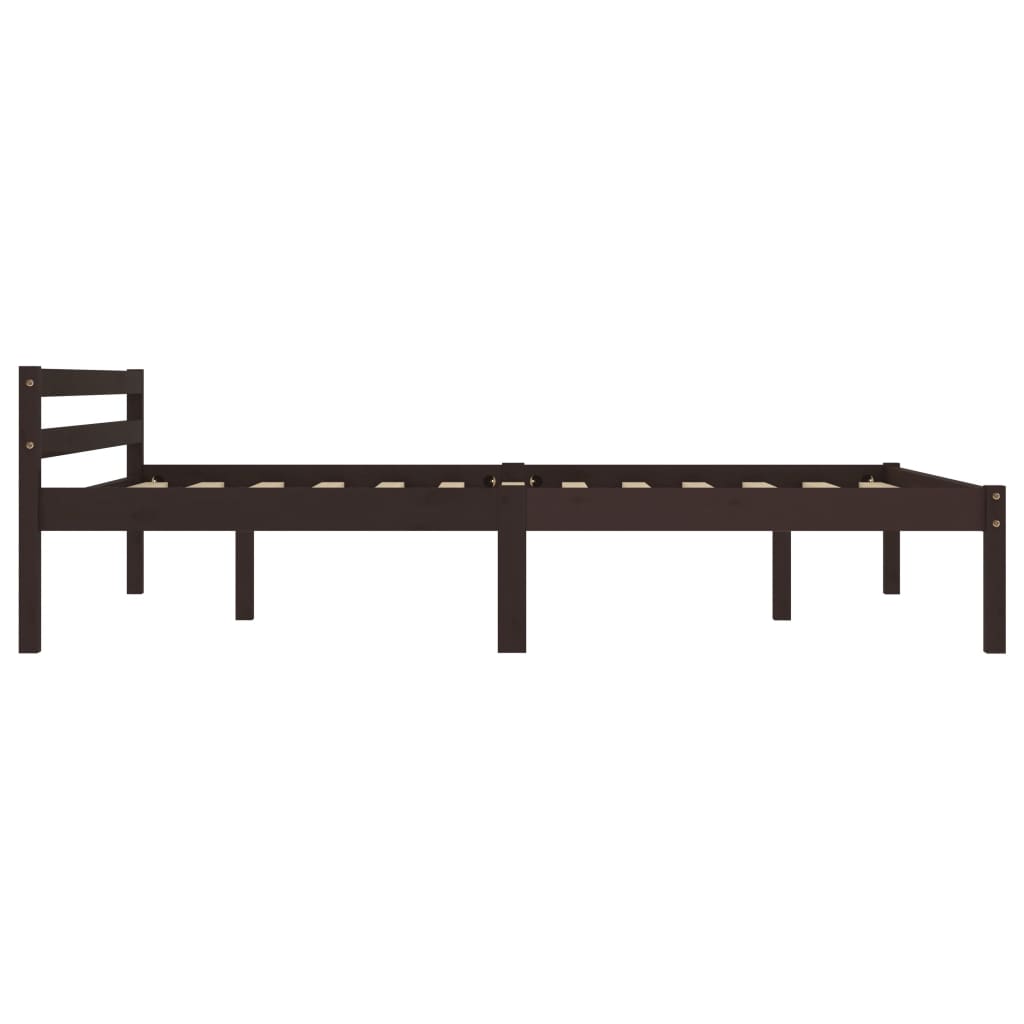 Bed Frame without Mattress Dark Brown Solid Pine Wood 140x200 cm