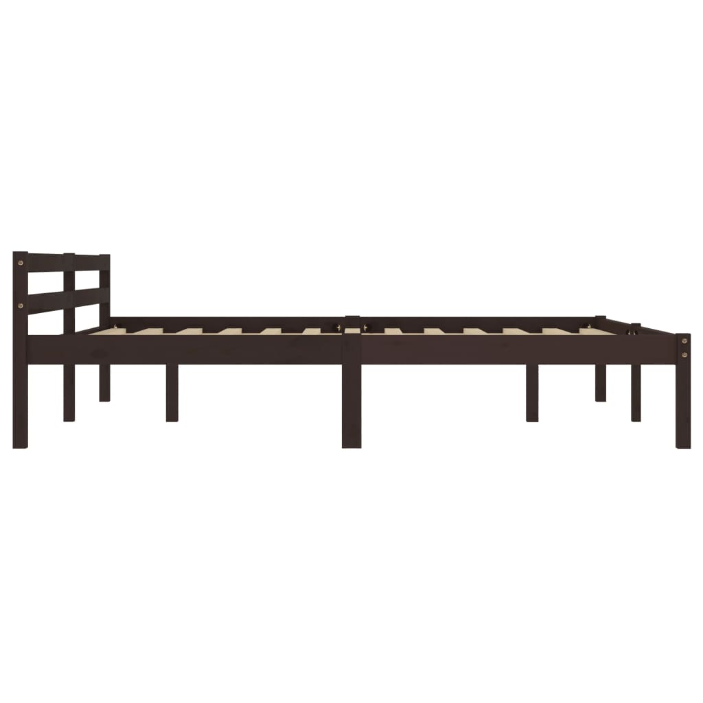 Bed Frame without Mattress Dark Brown Solid Pine Wood 160x200 cm