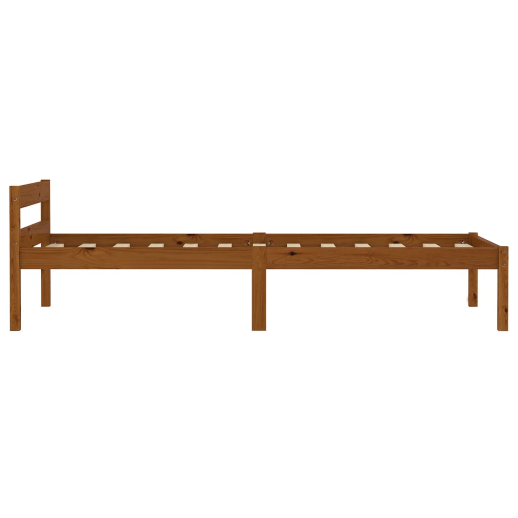 Bed Frame without Mattress Honey Brown Solid Pine Wood 90x200 cm