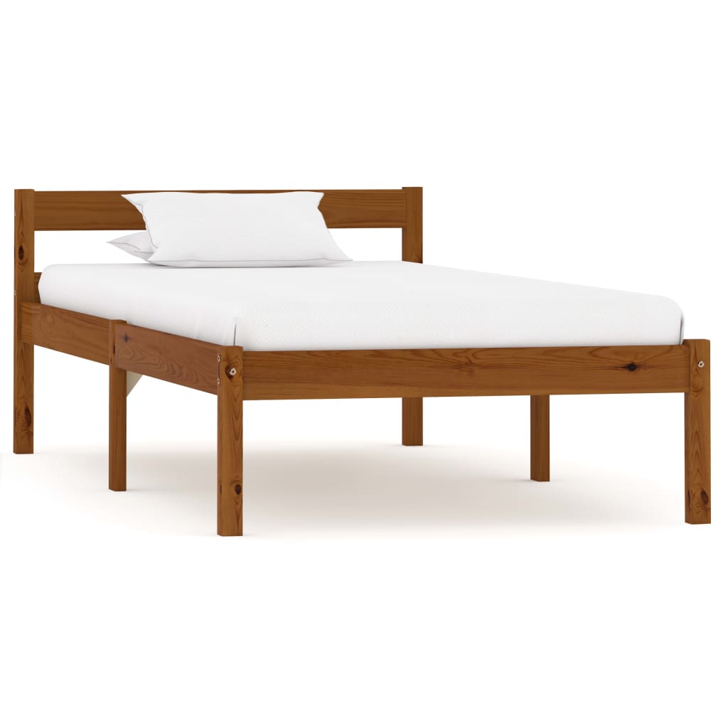 Bed Frame without Mattress Honey Brown Solid Pine Wood 100x200cm
