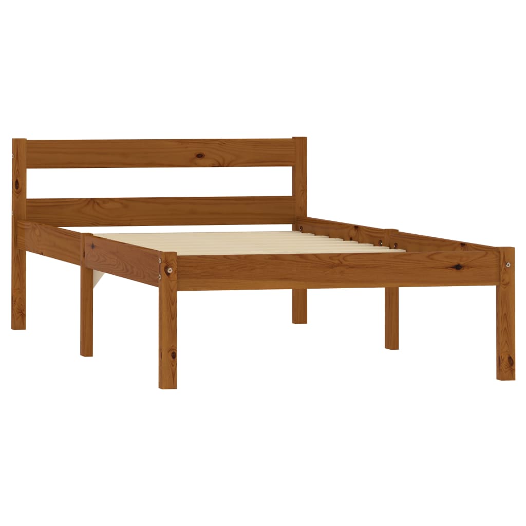 Bed Frame without Mattress Honey Brown Solid Pine Wood 100x200cm
