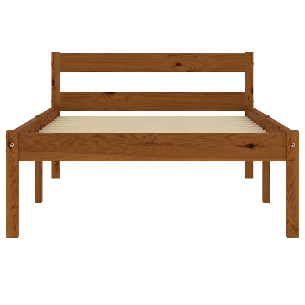 Bed Frame without Mattress Honey Brown Solid Pine Wood 100x200cm