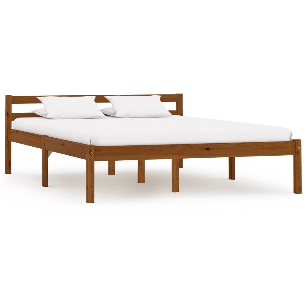 Bed Frame without Mattress Honey Brown Solid Pine Wood 120x200cm