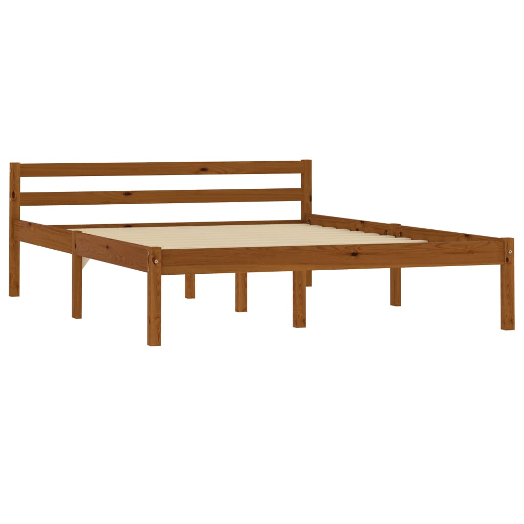 Bed Frame without Mattress Honey Brown Solid Pine Wood 120x200cm