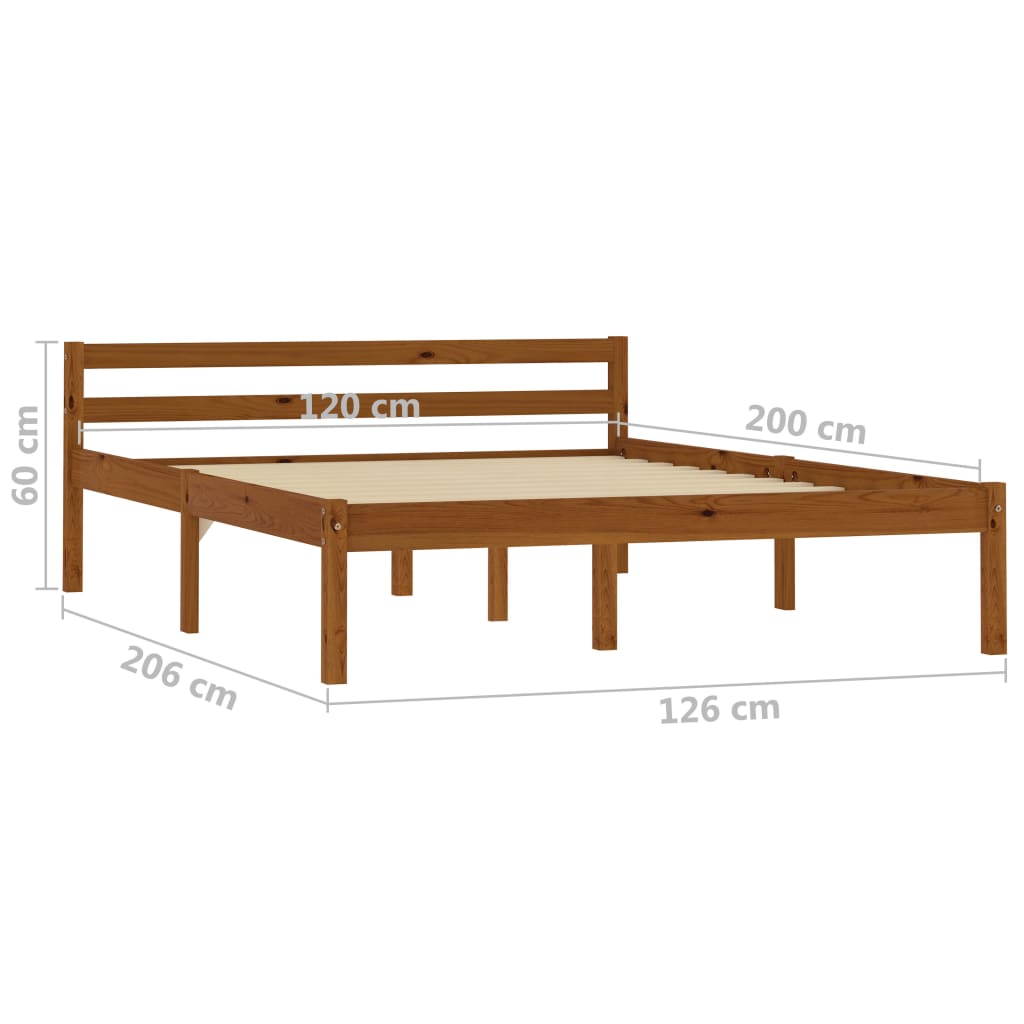 Bed Frame without Mattress Honey Brown Solid Pine Wood 120x200cm