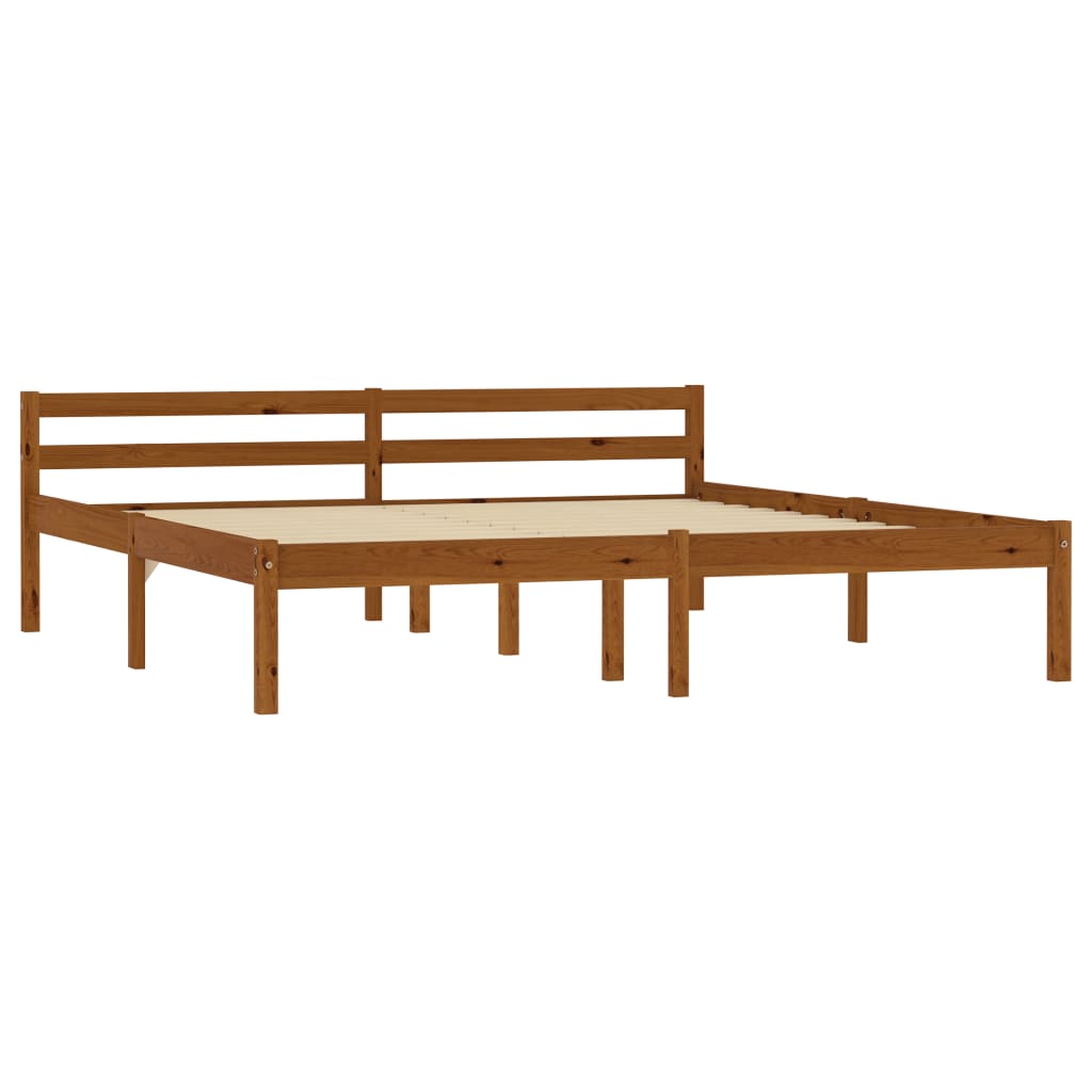 Bed Frame without Mattress Honey Brown Solid Pine Wood 160x200cm