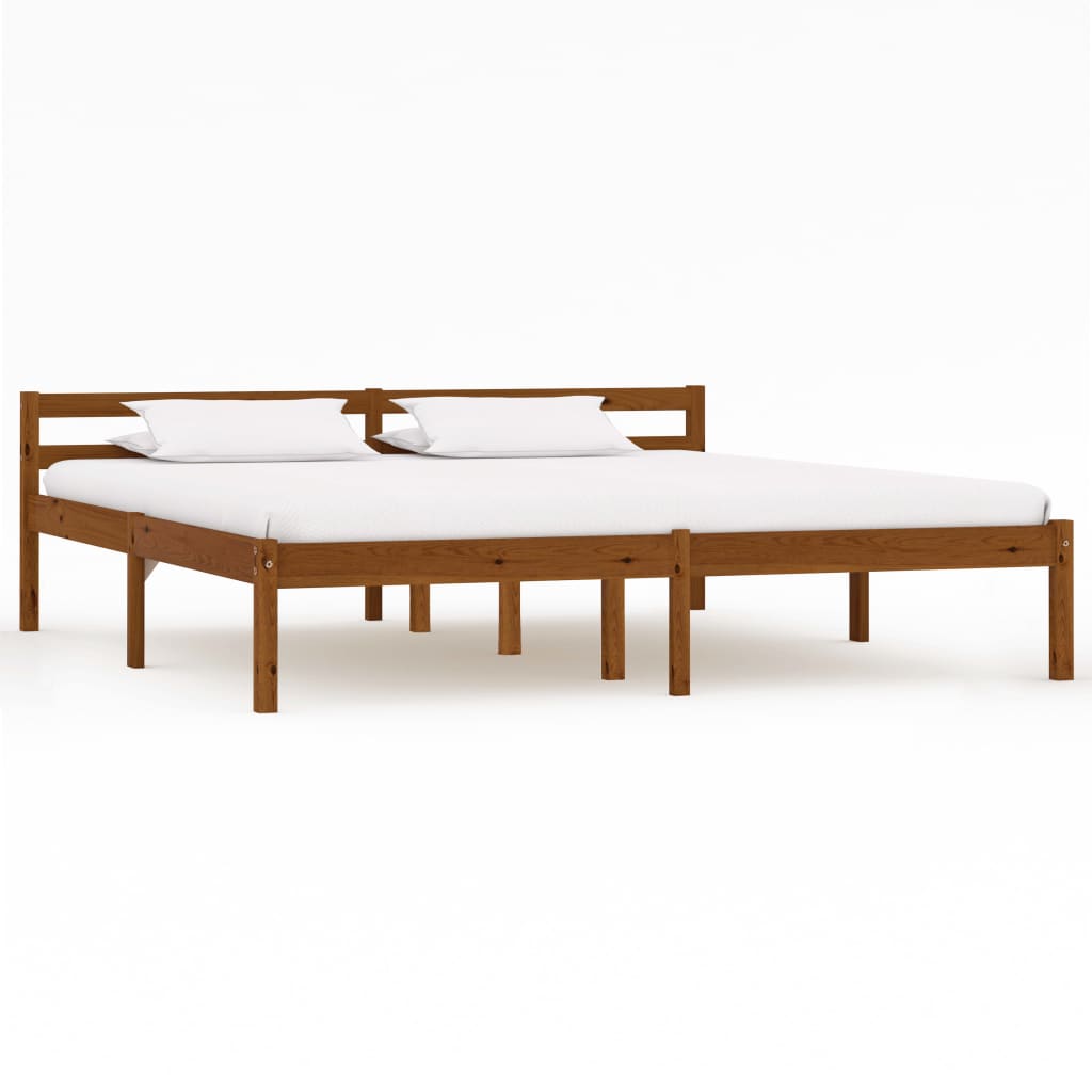 Bed Frame without Mattress Honey Brown Solid Pine Wood 180x200cm