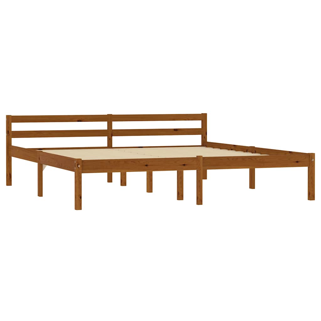 Bed Frame without Mattress Honey Brown Solid Pine Wood 180x200cm