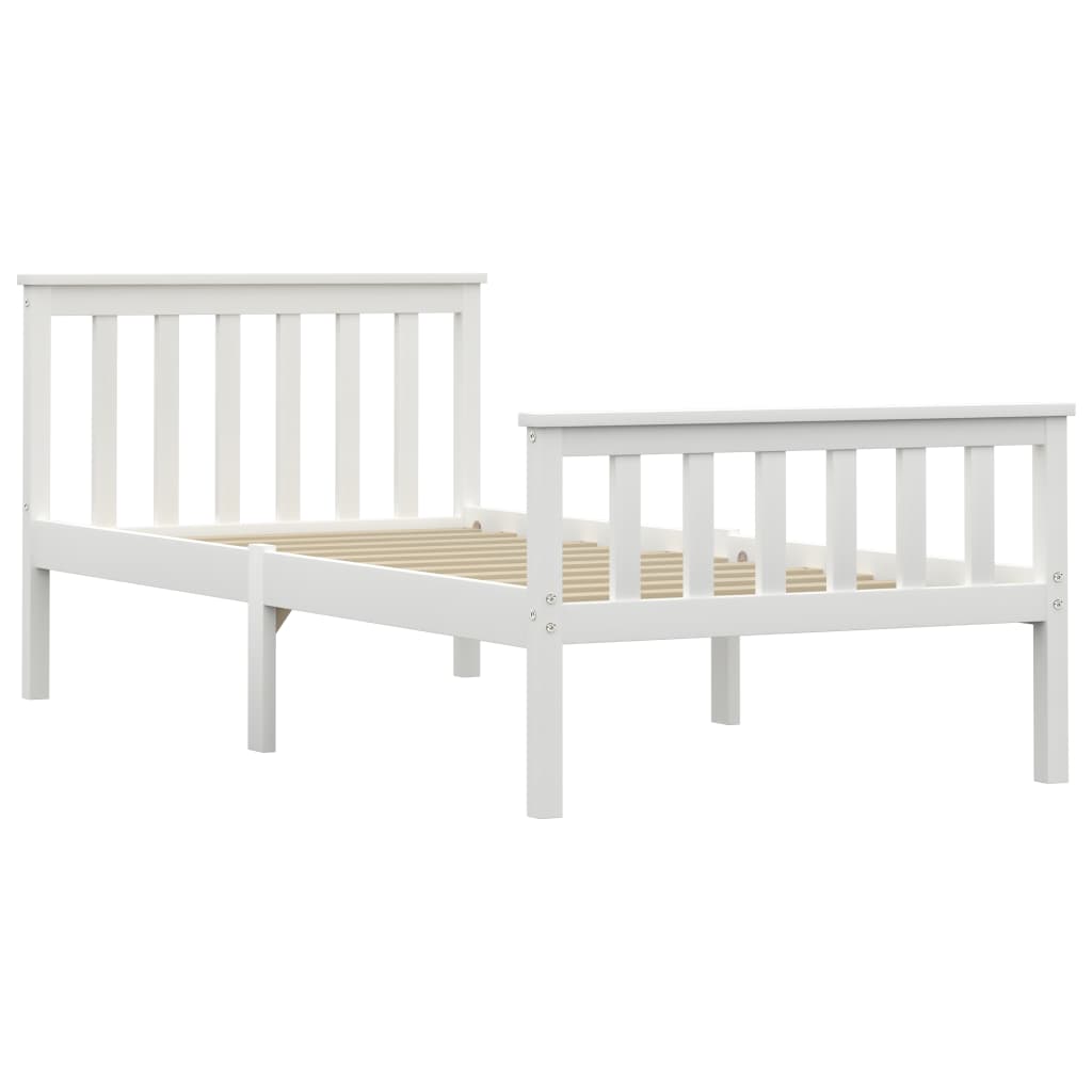 Bed Frame without Mattress White Solid Pinewood 90x200 cm