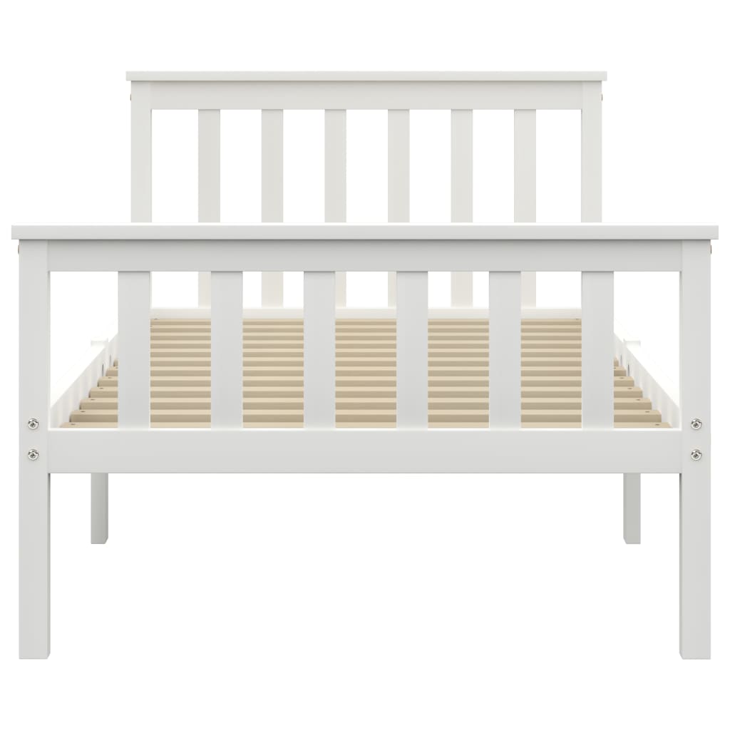 Bed Frame without Mattress White Solid Pinewood 90x200 cm