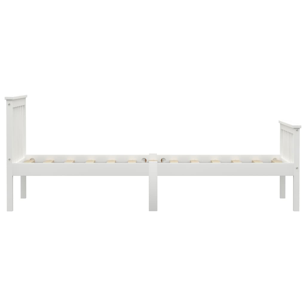 Bed Frame without Mattress White Solid Pinewood 90x200 cm