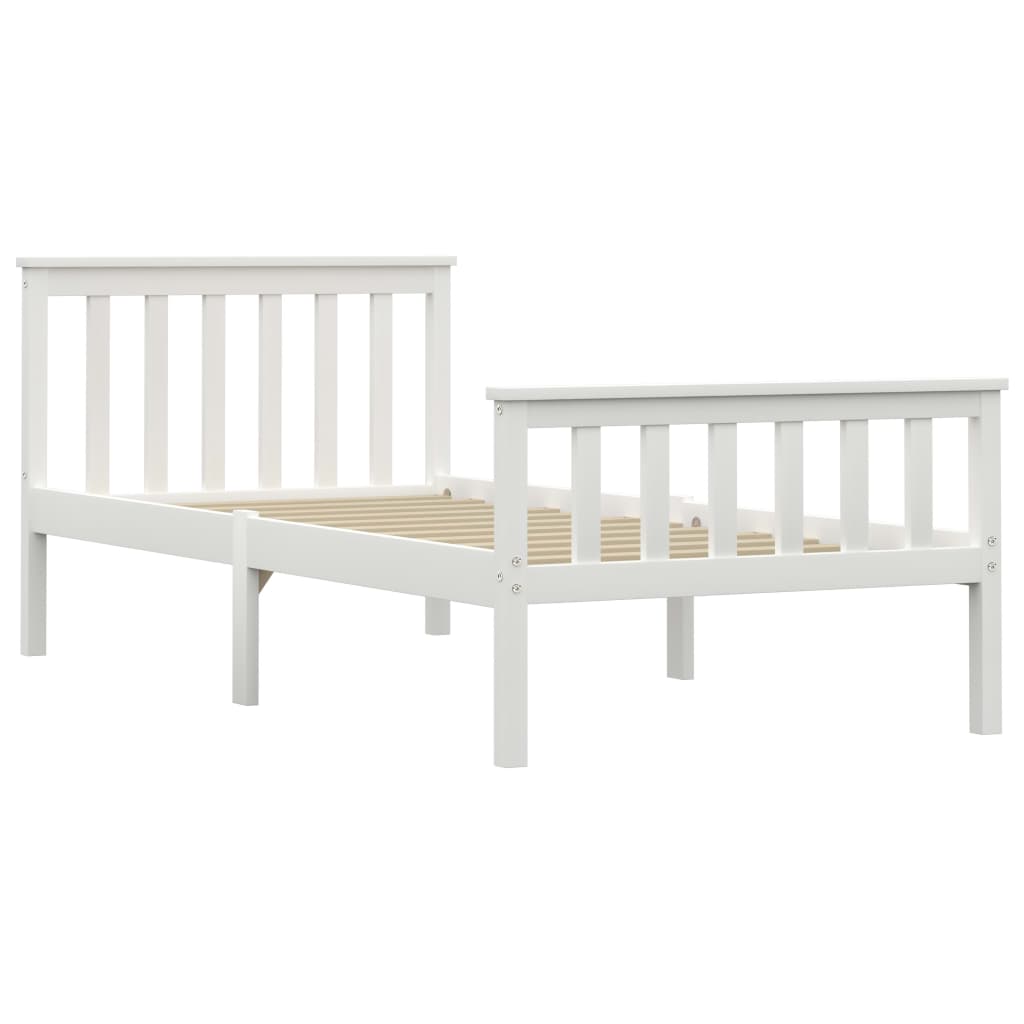 Bed Frame without Mattress White Solid Pinewood 100x200 cm