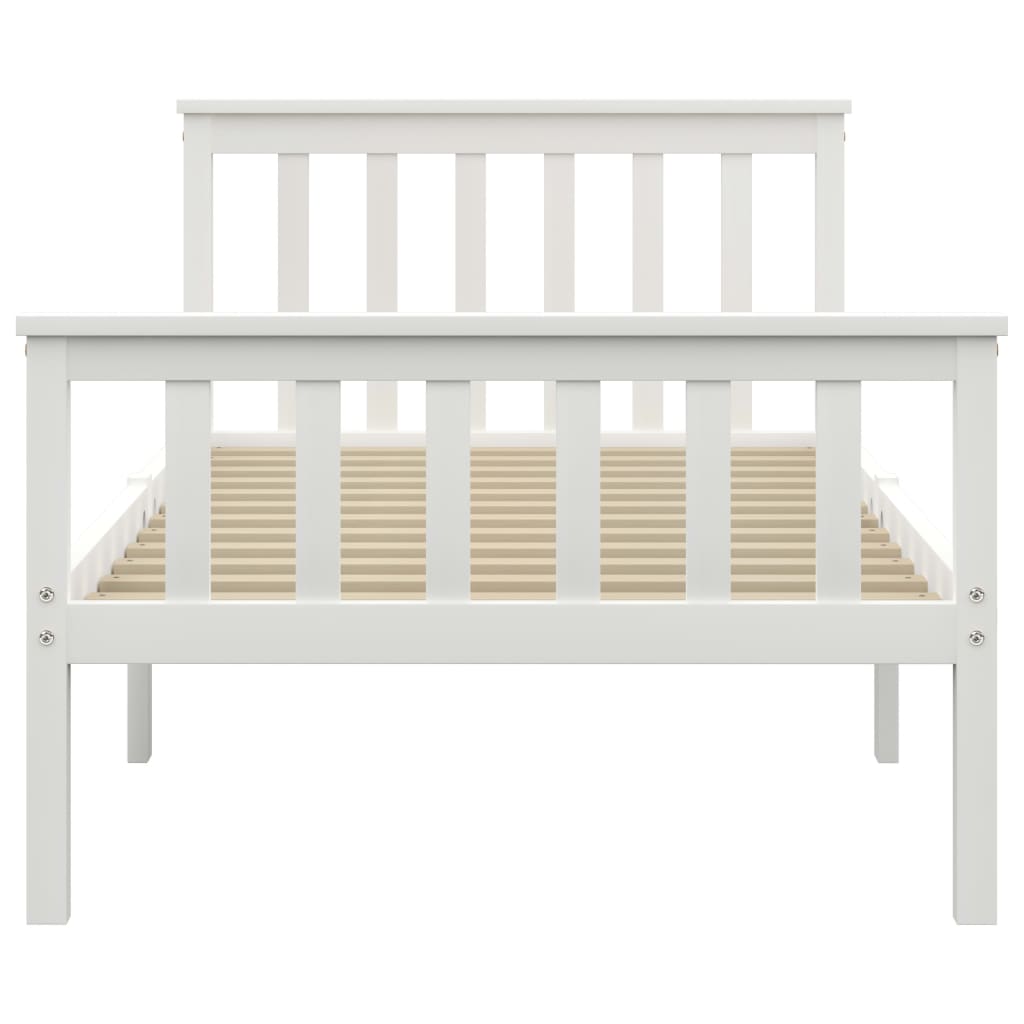 Bed Frame without Mattress White Solid Pinewood 100x200 cm