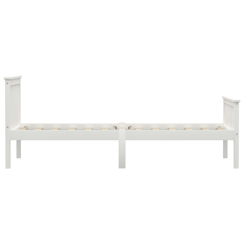 Bed Frame without Mattress White Solid Pinewood 100x200 cm