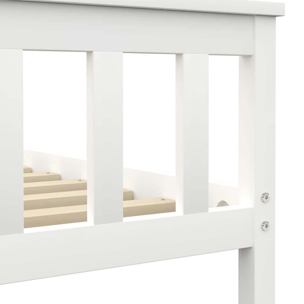 Bed Frame without Mattress White Solid Pinewood 100x200 cm
