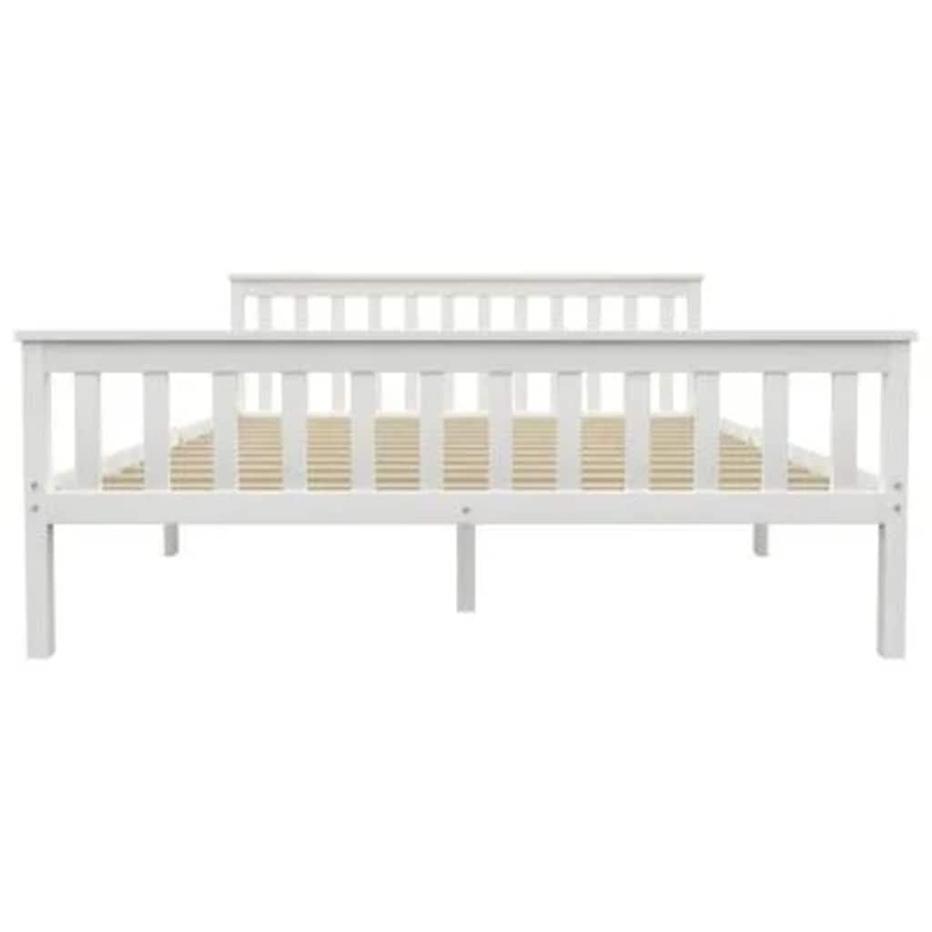 Bed Frame without Mattress White Solid Pinewood 160x200 cm