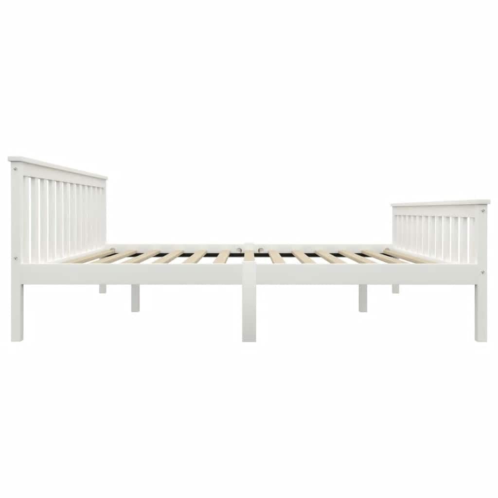 Bed Frame without Mattress White Solid Pinewood 160x200 cm