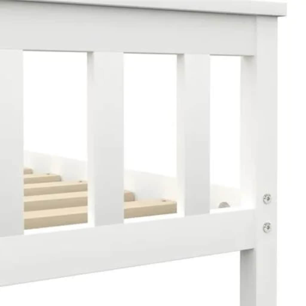Bed Frame without Mattress White Solid Pinewood 160x200 cm