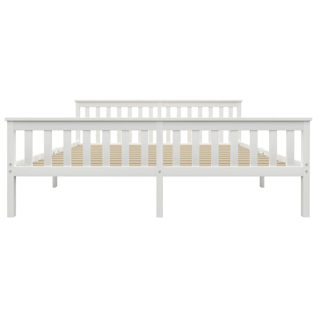 Bed Frame without Mattress White Solid Pinewood 180x200 cm Super King