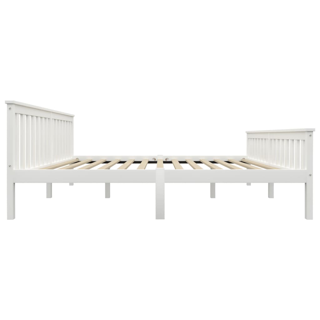 Bed Frame without Mattress White Solid Pinewood 180x200 cm Super King