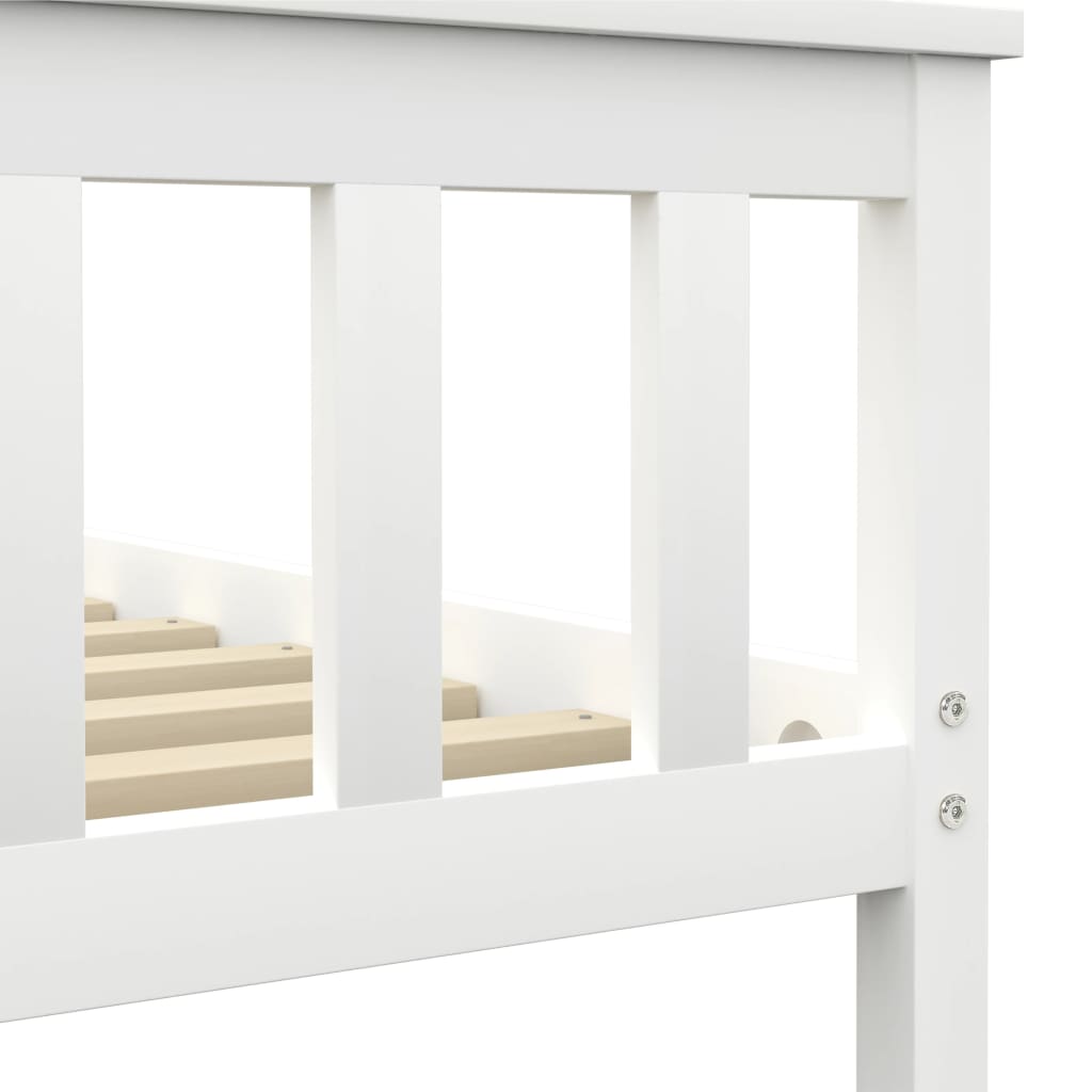 Bed Frame without Mattress White Solid Pinewood 180x200 cm Super King