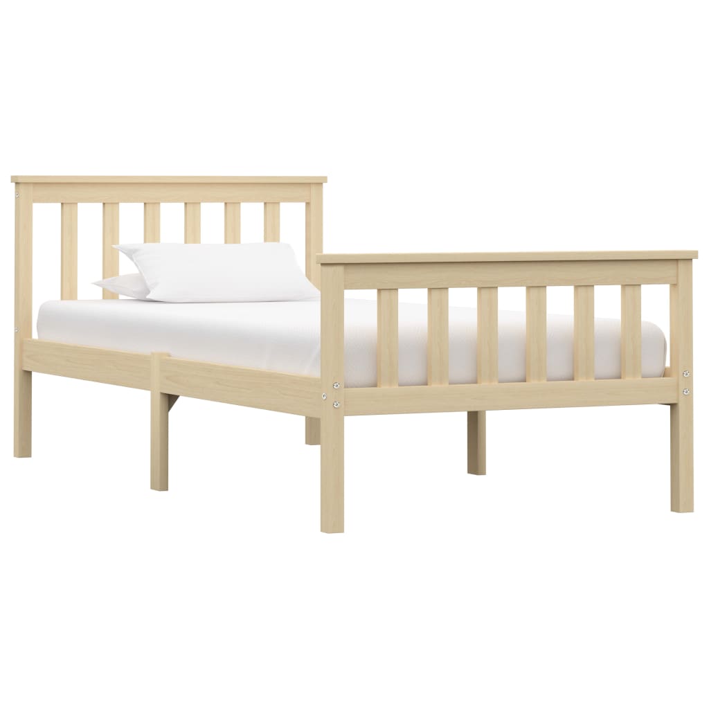 Bed Frame without Mattress Natural Solid Pinewood 100x200 cm
