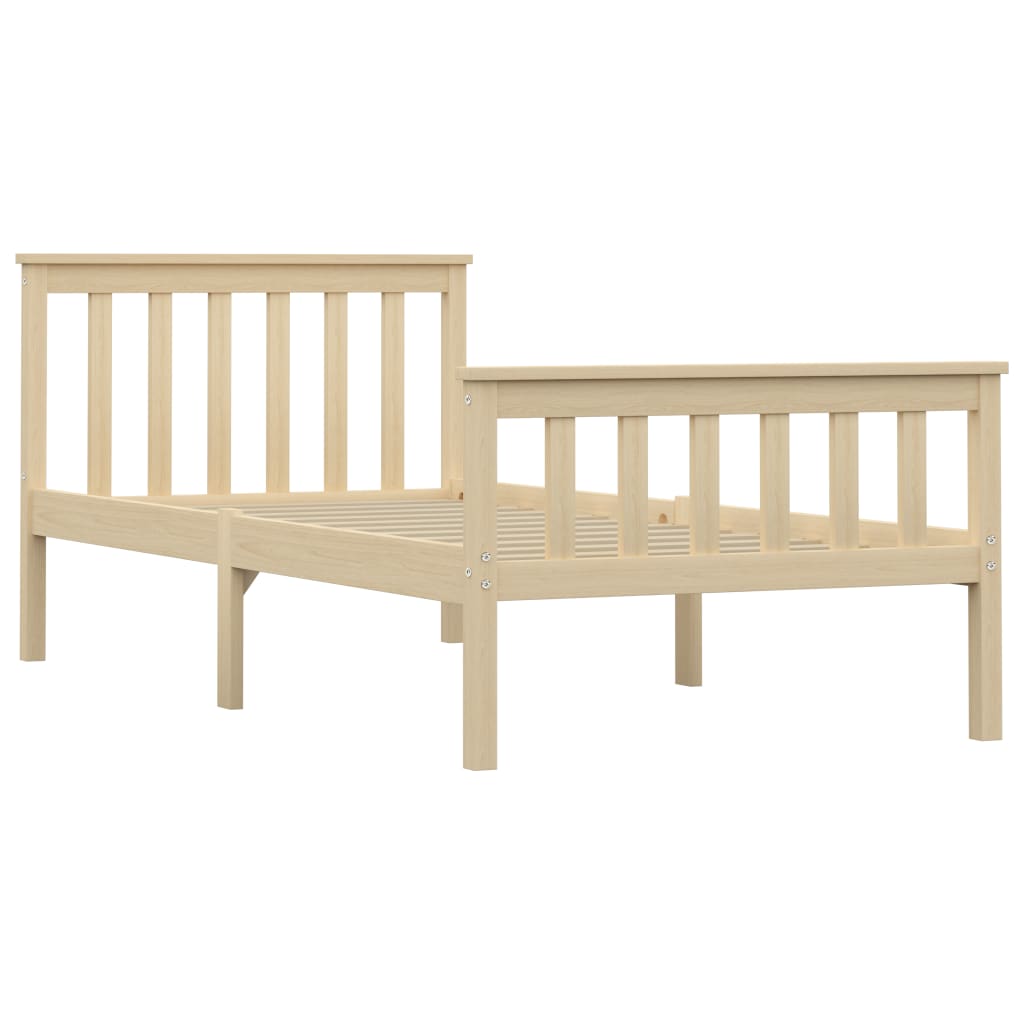 Bed Frame without Mattress Natural Solid Pinewood 100x200 cm
