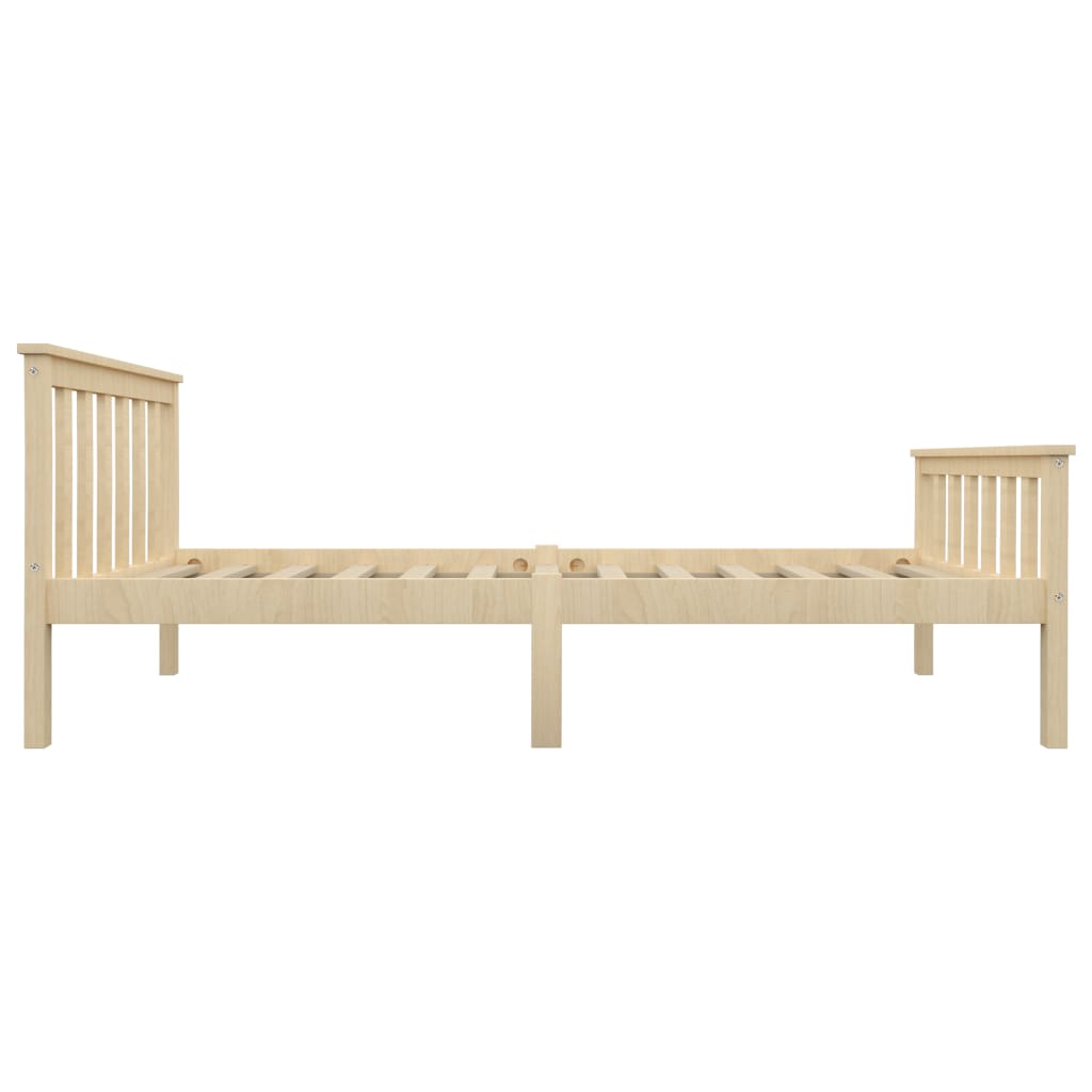 Bed Frame without Mattress Natural Solid Pinewood 100x200 cm