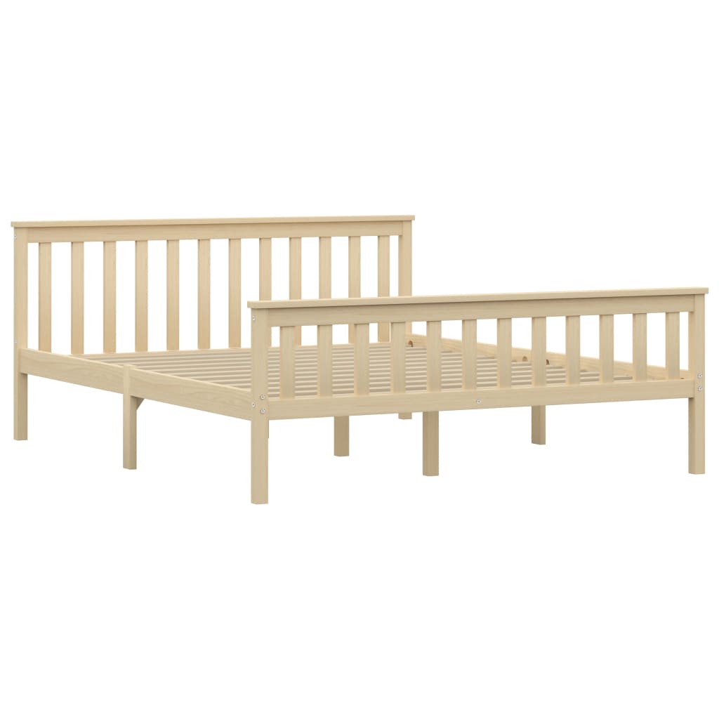 Bed Frame without Mattress Natural Solid Pinewood 160x200 cm